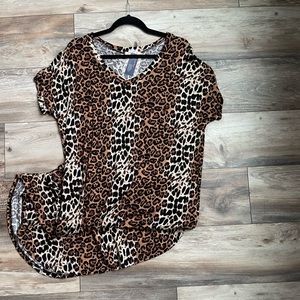 Reb & J. 220 Women’s Leopard V Neck Maxi Dress Side Slits SZ M